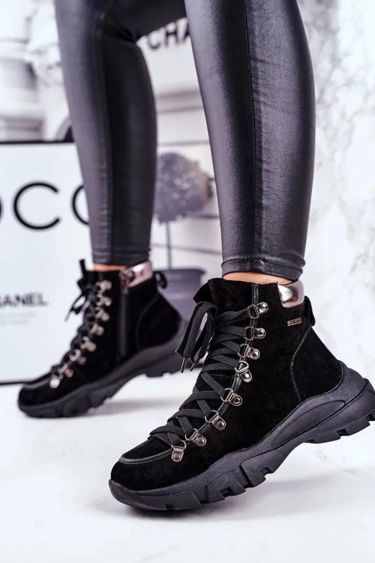 Damskie Big Star Shoes Damskie Buty Trekkingowe Trapery Skóra Zamsz Big Star GG274893