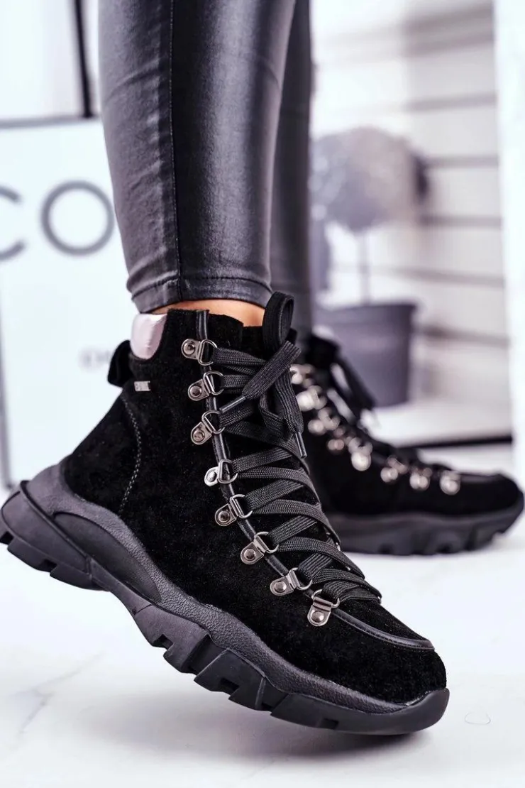 Damskie Big Star Shoes Damskie Buty Trekkingowe Trapery Skóra Zamsz Big Star GG274893