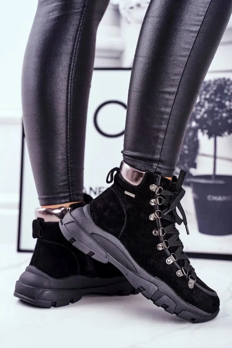 Damskie Big Star Shoes Damskie Buty Trekkingowe Trapery Skóra Zamsz Big Star GG274893