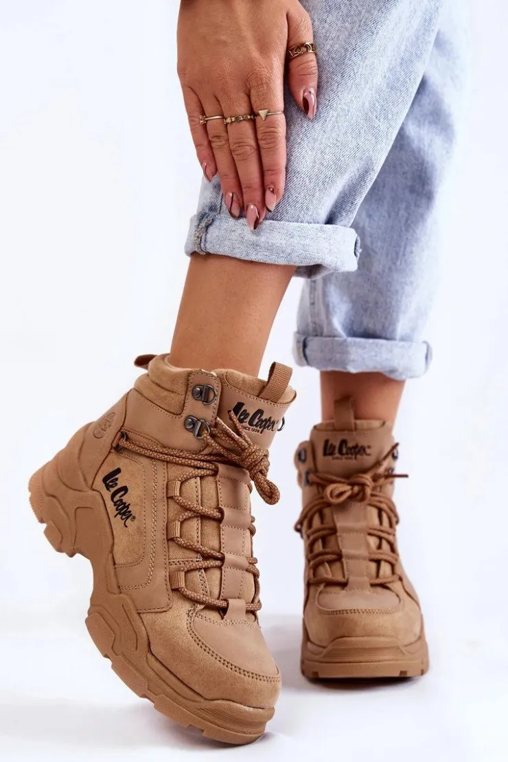 Lee Cooper Trekkingowe Damskie|Damskie Trapery*Damskie Buty Trekkingowe Trapery LCJ-22-31-1442 Brązowe
