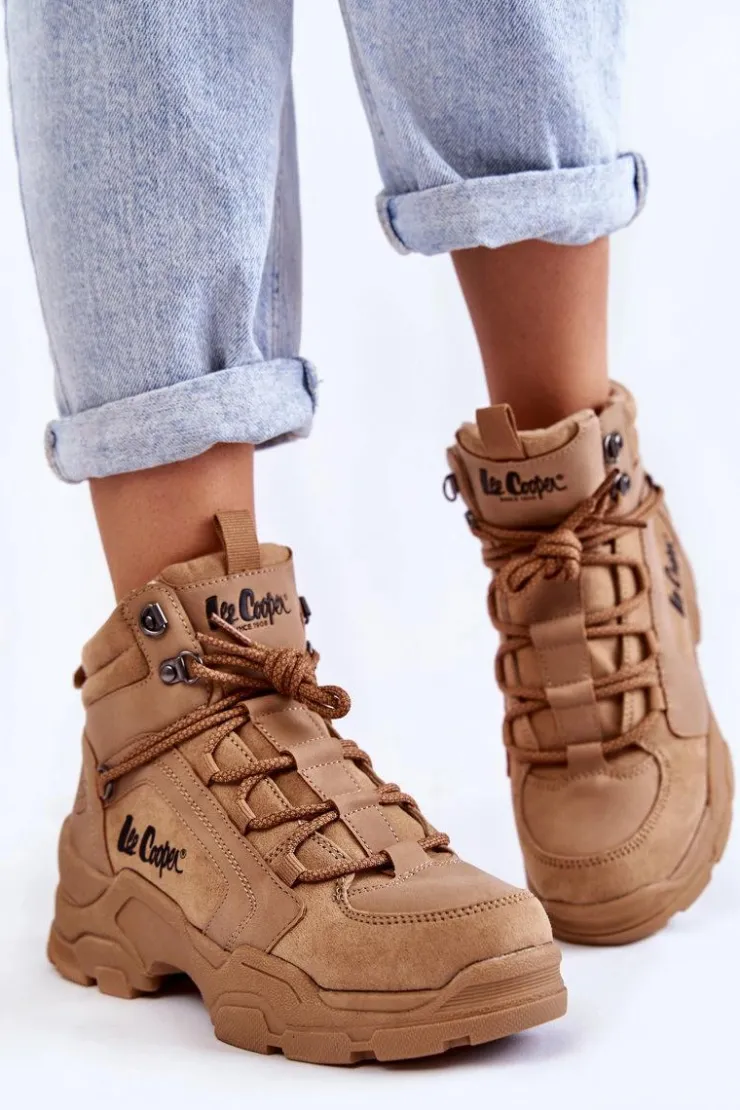 Lee Cooper Trekkingowe Damskie|Damskie Trapery*Damskie Buty Trekkingowe Trapery LCJ-22-31-1442 Brązowe