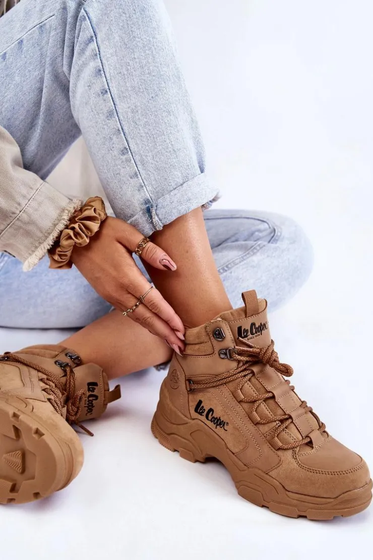 Lee Cooper Trekkingowe Damskie|Damskie Trapery*Damskie Buty Trekkingowe Trapery LCJ-22-31-1442 Brązowe