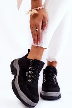 Big Star Shoes Trekkingowe Damskie|Damskie Trapery*Damskie Buty Trekkingowe Trapery Memory Foam Big Star KK274364 Czarne