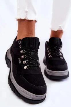 Big Star Shoes Trekkingowe Damskie|Damskie Trapery*Damskie Buty Trekkingowe Trapery Memory Foam Big Star KK274364 Czarne