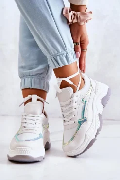 Damskie Boto Damskie Błyszczące Sneakersy Białe Callisto
