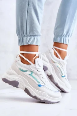 Damskie Boto Damskie Błyszczące Sneakersy Białe Callisto