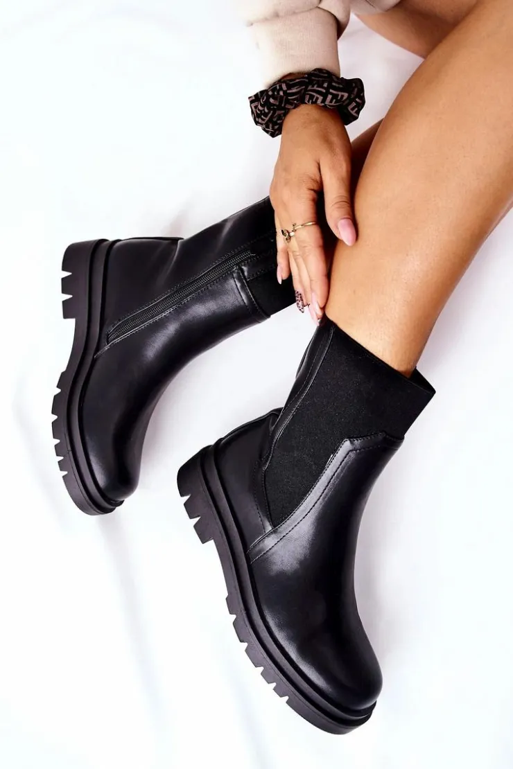 Buty damskie Vinceza Czarne Botki|Botki Zimowe Damskie*Damskie Ciepłe Botki Czarne Nikiera