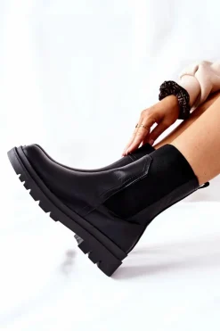 Buty damskie Vinceza Czarne Botki|Botki Zimowe Damskie*Damskie Ciepłe Botki Czarne Nikiera