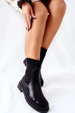 Buty damskie Vinceza Czarne Botki|Botki Zimowe Damskie*Damskie Ciepłe Botki Czarne Nikiera