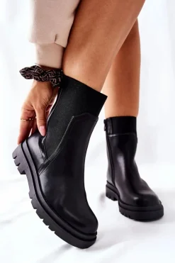 Buty damskie Vinceza Czarne Botki|Botki Zimowe Damskie*Damskie Ciepłe Botki Czarne Nikiera