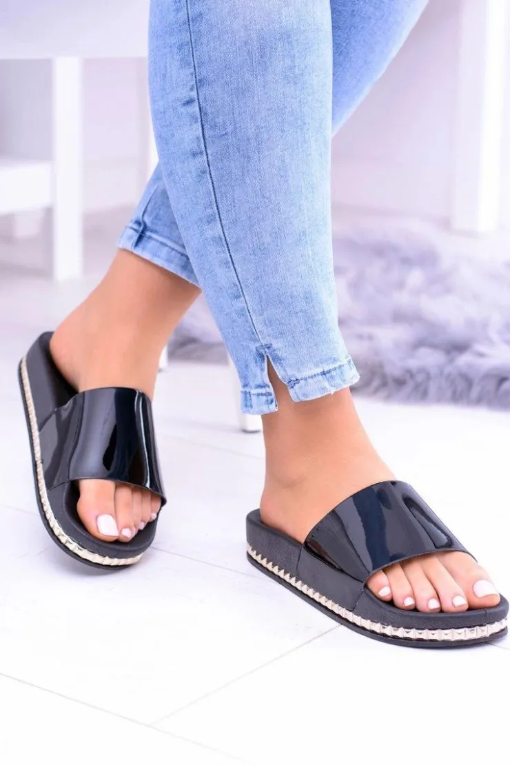 Sale Boto Damskie Czarne Klapki z Dżetami Mirock