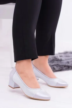 Buty Sergio Leone Czółenka Na Słupku*Damskie Czółenka Sergio Leone Szara Perła Hermida