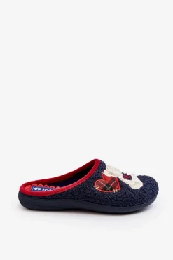 INBLU Kapcie Klasyczne|Klapki Damskie Klasyczne*Damskie Domowe Klapki Kapcie Z Misiem EC000095 Granatowe