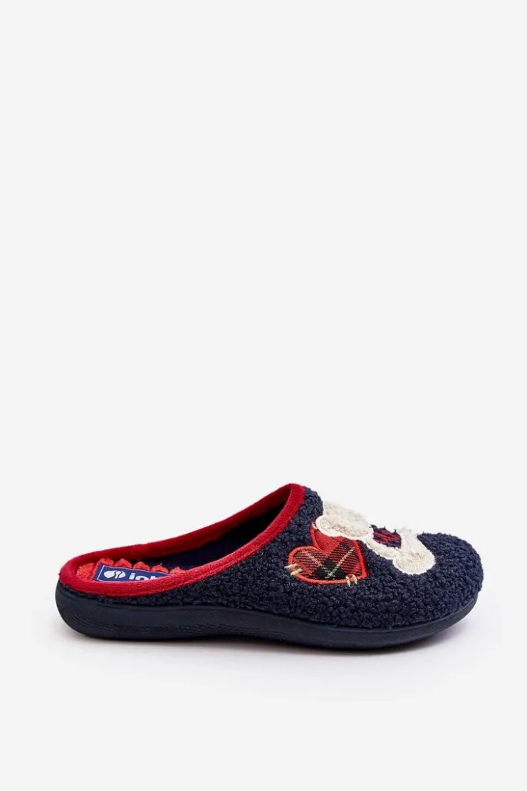 INBLU Kapcie Klasyczne|Klapki Damskie Klasyczne*Damskie Domowe Klapki Kapcie Z Misiem EC000095 Granatowe