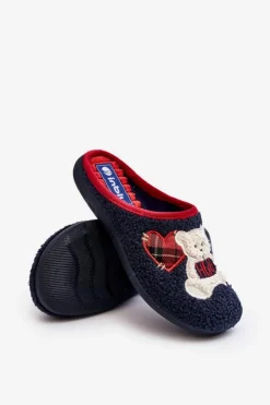 INBLU Kapcie Klasyczne|Klapki Damskie Klasyczne*Damskie Domowe Klapki Kapcie Z Misiem EC000095 Granatowe