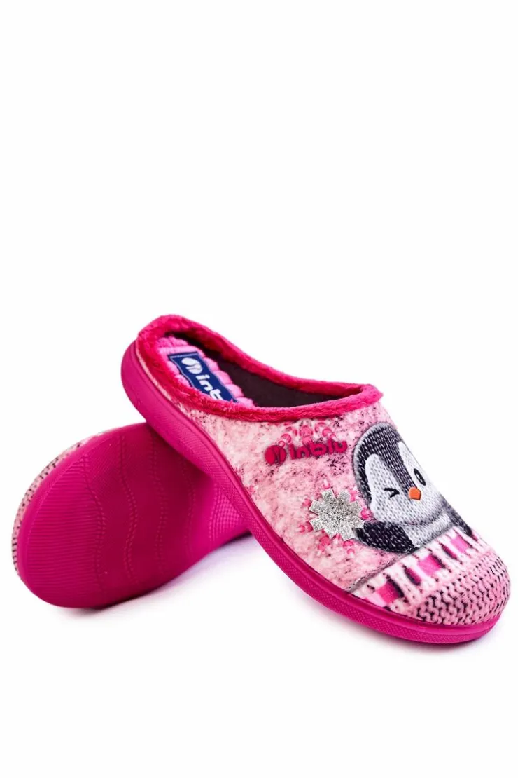 Damskie INBLU Damskie Domowe Klapki Papcie Pingwiny EC-81-023 Różowe