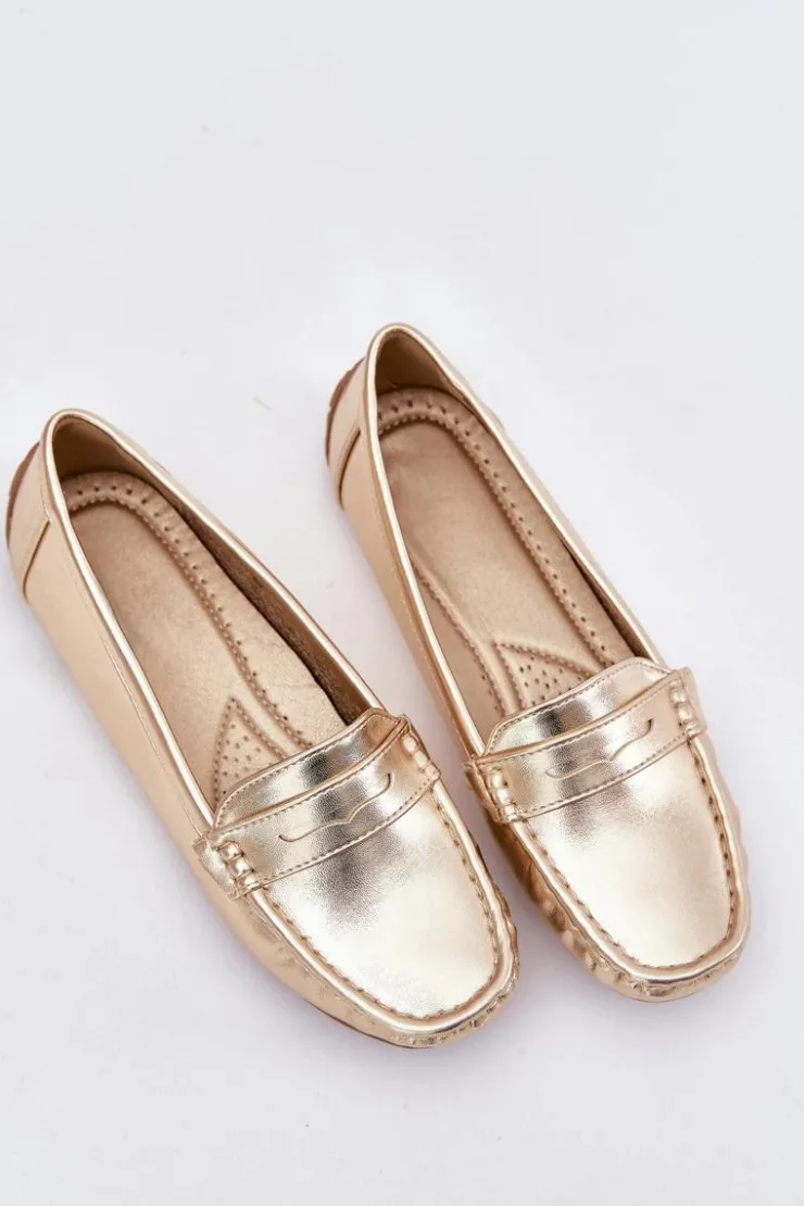 Boto Loafersy Damskie|Mokasyny Damskie Zamszowe*Damskie Eko Skórzane Mokasyny Złote Lenvie Złoty