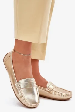Boto Loafersy Damskie|Mokasyny Damskie Zamszowe*Damskie Eko Skórzane Mokasyny Złote Lenvie Złoty