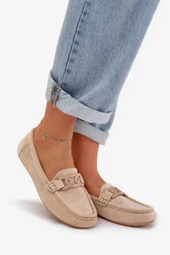 Evento Loafersy Damskie|Mokasyny Damskie Zamszowe*Damskie Eko Zamszowe Mokasyny Z Ozdobą Beżowe Seathra