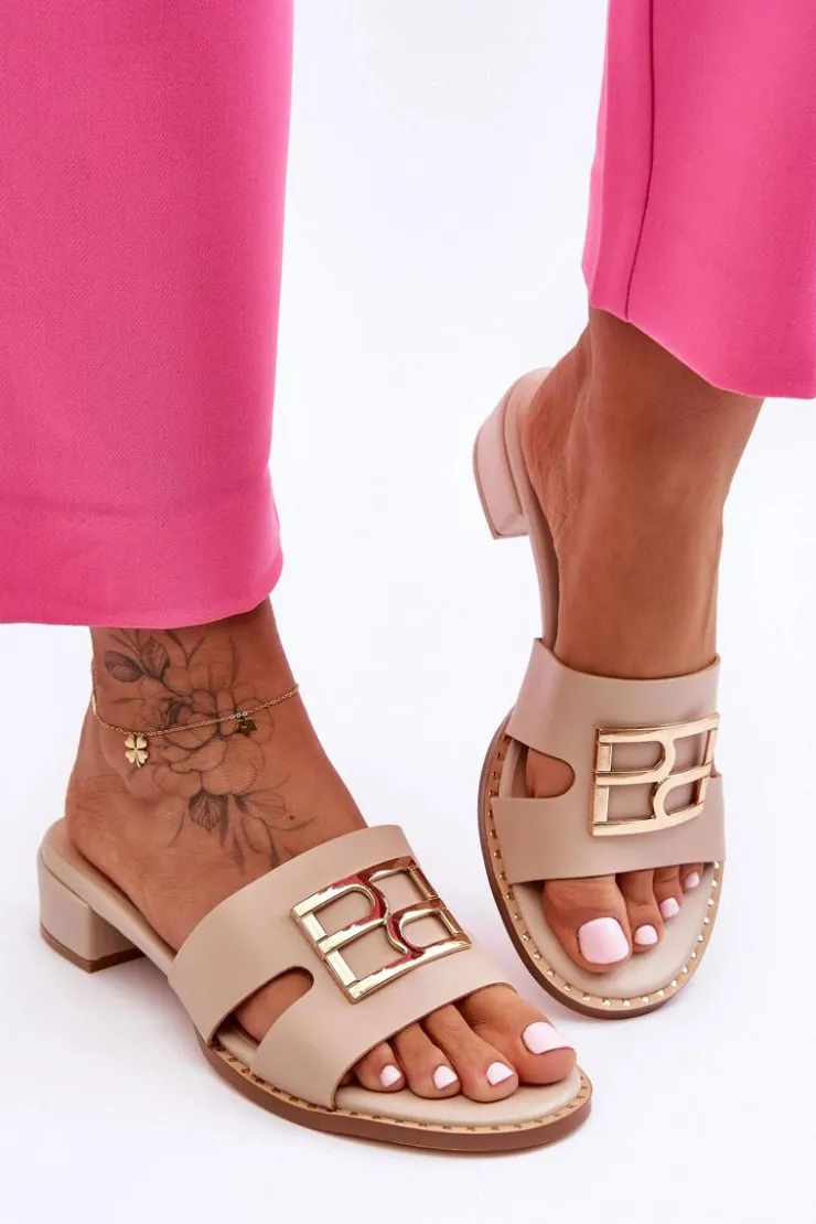 Boto Klapki Na Platformie|Klapki Damskie Klasyczne*Damskie Eleganckie Klapki Z Ozdobą Beżowe Atlantis