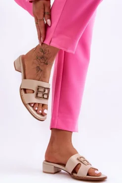 Boto Klapki Na Platformie|Klapki Damskie Klasyczne*Damskie Eleganckie Klapki Z Ozdobą Beżowe Atlantis