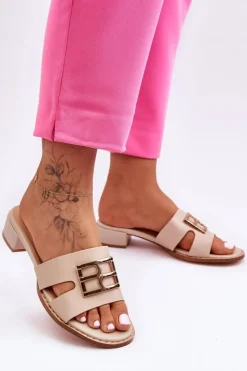 Boto Klapki Na Platformie|Klapki Damskie Klasyczne*Damskie Eleganckie Klapki Z Ozdobą Beżowe Atlantis