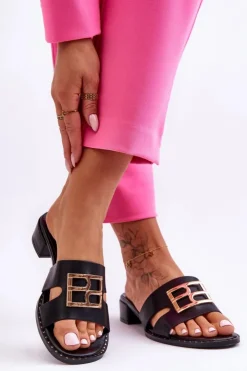 Online Boto Damskie Eleganckie Klapki Z Ozdobą Czarne Atlantis