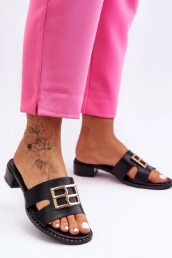 Online Boto Damskie Eleganckie Klapki Z Ozdobą Czarne Atlantis