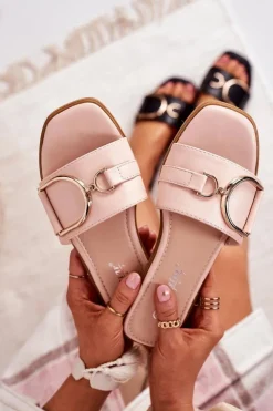 Sale Boto Damskie Eleganckie Klapki Różówe Debbie