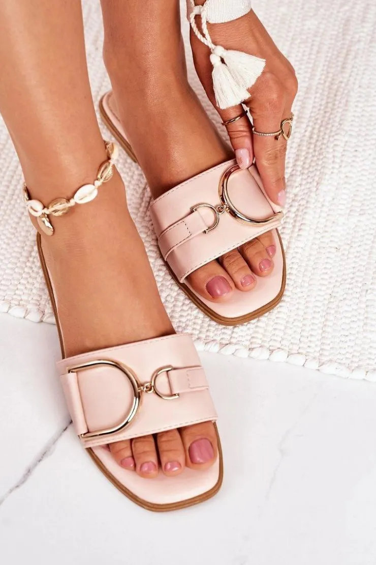 Sale Boto Damskie Eleganckie Klapki Różówe Debbie