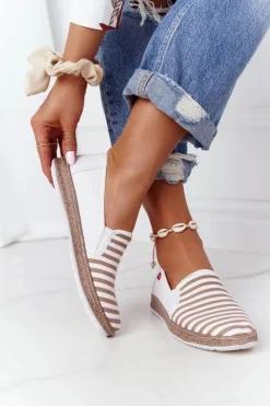 Damskie Big Star Shoes Damskie Espadryle Big Star HH276001 Beżowo-Białe