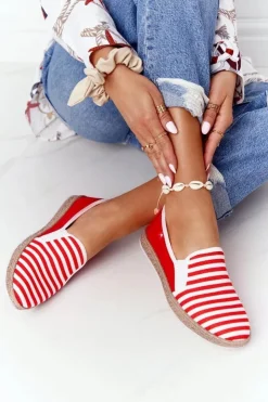 New Big Star Shoes Damskie Espadryle Big Star HH276003 Czerwono-Białe