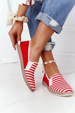 New Big Star Shoes Damskie Espadryle Big Star HH276003 Czerwono-Białe