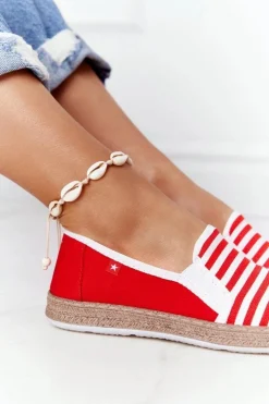 New Big Star Shoes Damskie Espadryle Big Star HH276003 Czerwono-Białe