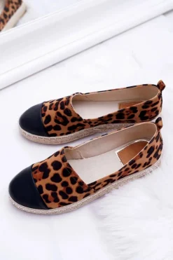 Damskie Boto Damskie Espadryle Leopard Flaty