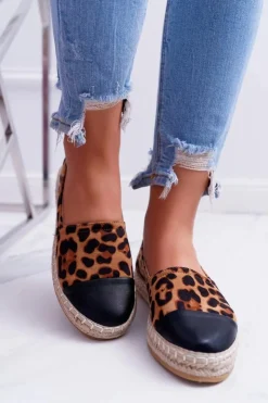 Damskie Boto Damskie Espadryle Leopard Flaty