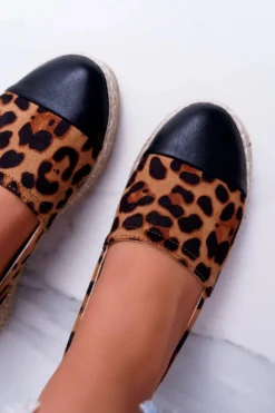 Damskie Boto Damskie Espadryle Leopard Flaty
