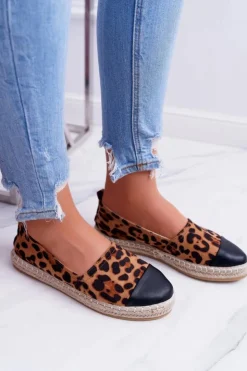 Damskie Boto Damskie Espadryle Leopard Flaty