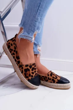Damskie Boto Damskie Espadryle Leopard Flaty