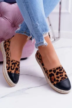 Damskie Boto Damskie Espadryle Leopard Flaty