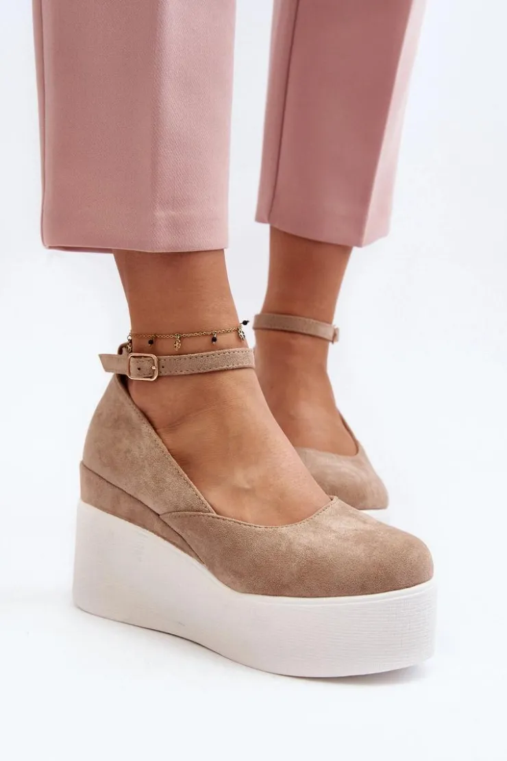 Sale Boto Damskie Espadryle Na Koturnie Beżowe Malla