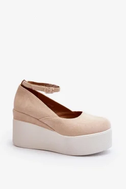 Damskie Boto Damskie Espadryle Na Koturnie Jasnobeżowe Malla