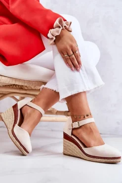 Damskie Boto Damskie Espadryle Na Koturnie Beżowe Tamarill