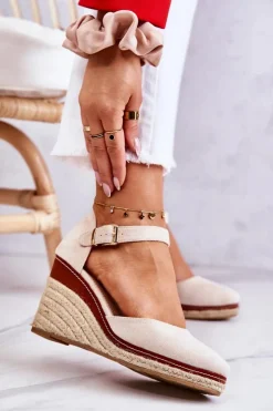 Damskie Boto Damskie Espadryle Na Koturnie Beżowe Tamarill