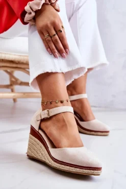 Damskie Boto Damskie Espadryle Na Koturnie Beżowe Tamarill