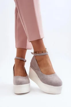 Boto Sandały Na Koturnie*Damskie Espadryle Na Koturnie Szare Malla Szary