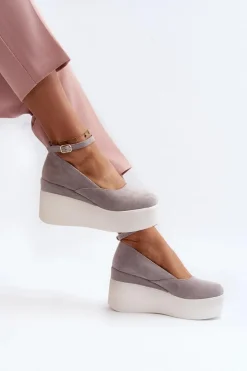 Boto Sandały Na Koturnie*Damskie Espadryle Na Koturnie Szare Malla Szary