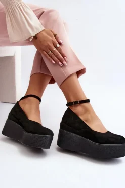 Boto Sandały Na Koturnie*Damskie Espadryle Na Koturnie Czarne Malla