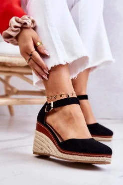 Boto Sandały Na Koturnie|Czarne Espadryle*Damskie Espadryle Na Koturnie Czarne Tamarill