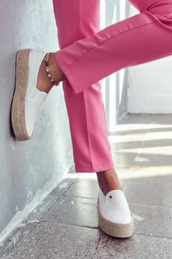 Cross Jeans Czarne Espadryle*Damskie Espadryle Na Platformie JJ2R4013C Białe